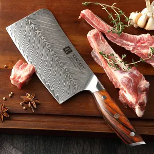 Xinzuo faca de cozinha aço damasco premium, 7 polegadas, 56-58 hrc, para cortar osso de vegetais, com cabo de madeira jacarandá