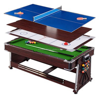 Mesa de Juego Moderna 4 en 1 de 7 pies, Equipo Deportivo de Interior de Gran Venta, Incluye Mesa de Billar, Hockey de Aire, Bolsillos de PVC y Rieles de MDF