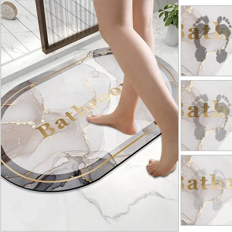 Marcas de luxo Amigável Anti Antiderrapante Rápido Absorvente Quick Dry Fadt Fast Drying Floor Designer Diatom Bath Mats Bath Mats