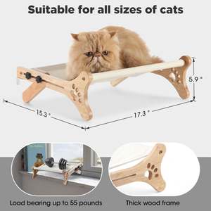 Lit pour chat mural en bois Spot-on Wholesale, lit suspendu pour chat à fixer sur la fenêtre, hamac pour chats - Product Image 2