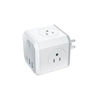 US Cube expansion small white power outlet with switch and USB port wall power socket