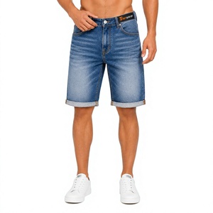 Shorts en jean pour hommes, vente en gros, sur mesure, taille haute, coupe slim, déchirés, décontractés, été, coton extensible - Product Image 1