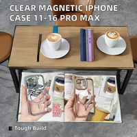Luxe Clair Magnétique TPU + PC Téléphone étui pour iphone 11 12 13 14 15 16 Pro Max Plus Métal Caméra Cadre Antichoc Housse De Protection