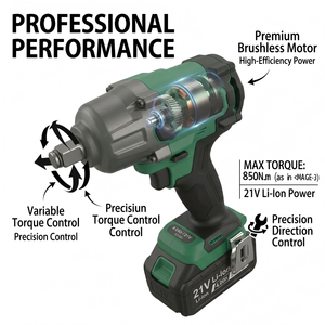 Avvitatore <span class=keywords><strong>a</strong></span> impulsi <span class=keywords><strong>a</strong></span> <span class=keywords><strong>batteria</strong></span> 21V con motore brushless, <span class=keywords><strong>batteria</strong></span> ad alta capacità, chiave elettrica e cacciaviti per progetti industriali e fai-da-te - Product Image 2