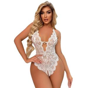 Sexy Women's Bodysuit <strong>Open</strong> <strong>Bra</strong> Crotchless Underwear Lace Woven Half Slips Erotic Lingerie Plus Size - Product Image 1