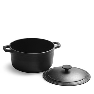 Marmites antiadhésives en fonte noire personnalisées sûres pour la cuisine d'extérieur Ustensiles de cuisine pré-assaisonnés Ensembles de marmites pour four hollandais Matériau métallique - Product Image 4