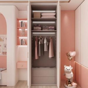 ตู้เก็บของห้องนอนเด็กผู้หญิงสีชมพูทันสมัย สำหรับเสื้อผ้า รองเท้า หมวก และเครื่องสำอาง-เฟอร์นิเจอร์อพาร์ตเมนต์ - Product Image 4