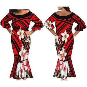 <span class=keywords><strong>Robe</strong></span> en queue de poisson à manches froufrous imprimée de fleurs hawaïennes en 1 quantité minimale de commande <span class=keywords><strong>Robe</strong></span> sirène <span class=keywords><strong>moulante</strong></span> décontractée pour femmes vêtements pour femmes de grande taille - Product Image 1
