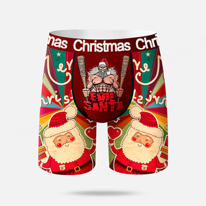 Caleçon personnalisé pour homme à jambes longues Pochette amusante sans mouche Caleçon boxer en polyester à séchage rapide pour homme adulte Sous-vêtement de Noël pour homme - Product Image 3