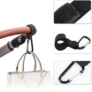 Stroller Hooks Metal Carabiner Single Hook Black And Brown 2 Packs Each For Baby Stroller Accessories - Product Image 2