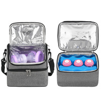 Nouveau sac de bouteille de lait maternel personnalisé pique-nique thermique stockage des aliments sacs à bandoulière isolé double compartiment sac de refroidissement pour boissons