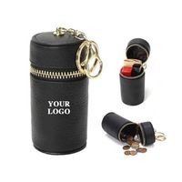 Pochette cosmétique en cuir véritable durable et écologique avec logo personnalisé, fermeture éclair, étui à rouge à lèvres, porte-clés, petit portefeuille, porte-monnaie de voyage