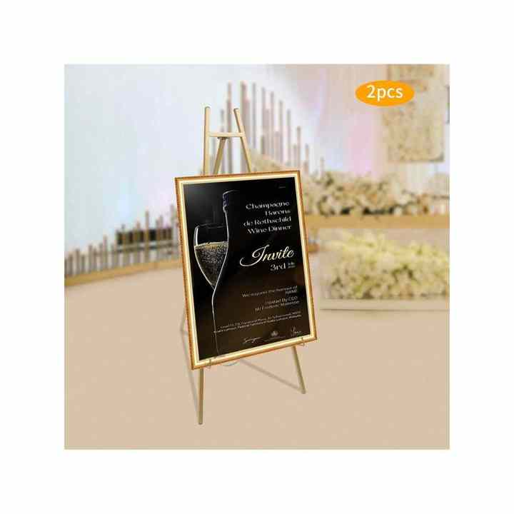 40.95inch Portable Gold Wedding Easel Stand Great for Weddings Exquisite Displays 2pcs Gold Steel Pipe Large Floor Banner Stands