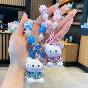 Hello Kitty boneka kartun imut, gantungan kunci ponsel, boneka kartun lucu, manik-manik ditarik tangan, liontin logam paduan seng plastik akrilik PVC untuk kamera CCD - Product Image 6