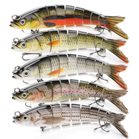 5 dans 1 boîte haute qualité 8 segmenté swimbait leurre de pêche ensemble kits de pêche avec 3D yeux