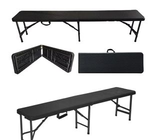 Bancos Plegables de Plástico HDPE Negros de 6 pies (180 cm) para Bodas, Venta al Por Mayor Directo de Fábrica - Product Image 1
