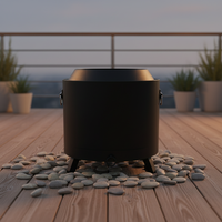 Brasero rond GENO sans fumée, moderne, en métal thermolaqué, pour brûler du bois, portable, pour le camping, en extérieur ou en intérieur