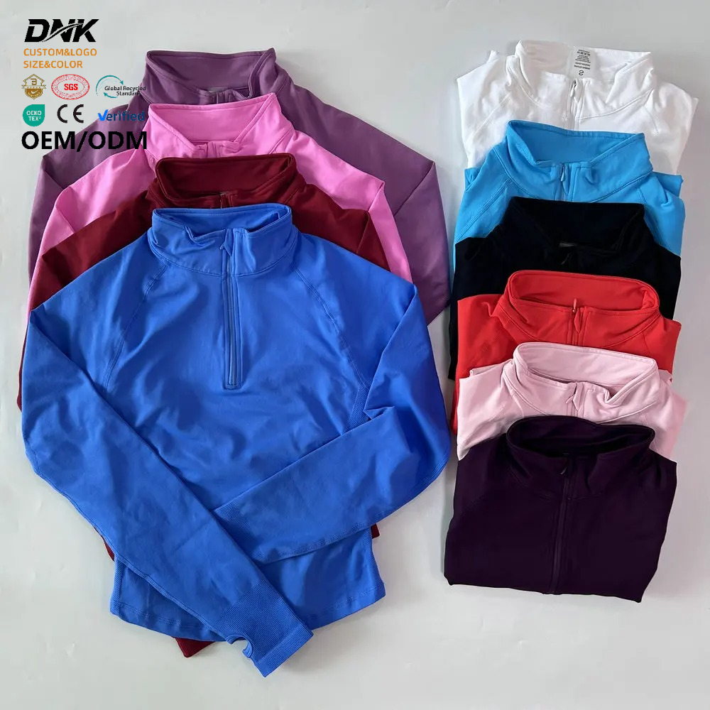 LVD433 Yoga Jacket With Half Zip Shirt Women Long Sleeve Sport Tops Seamless Running Workout Coat Fitness Clothing Activewear