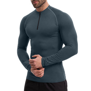 T-shirt à manches longues pour homme, séchage rapide, tricoté, col rond, coupe classique, sportif, blanc uni, vêtements de sport, sérigraphie, écologique - Product Image 6