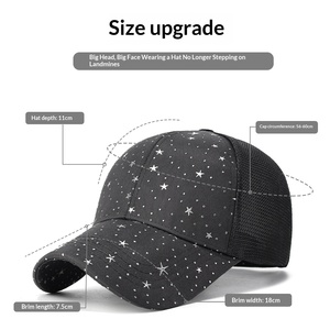 Gorra de béisbol <span class=keywords><strong>unisex</strong></span> de moda para exteriores con protección solar estilo coreano, diseño de estrellas, 6 paneles ajustables y visera ligera. - Product Image 2