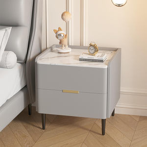 Grosir furnitur kamar tidur Modern Slate Top meja samping tempat tidur kayu Solid berdiri <span class=keywords><strong>2</strong></span> laci meja samping tempat tidur - Product Image 6