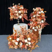 Lujoso Arreglo Floral Personalizable de Rosas de Seda Marrones y Blancas para Decoración de Arco de Boda, Banquete, Sofá, Mesa y Bola de Flores
