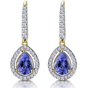 Elegant Two Tone Plating Jewelry 925 Sterling <b>Silver</b> Dangle <b>Earrings</b> Jewelry Blue Tanzanite <b>Drop</b> <b>Earrings</b> - Product Image 3