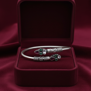 925 Sterling <b>Silver</b> Antique Finish Kada <b>Bangle</b> for Women Adjustable Zircon Stone Classic Ethnic <b>Bracelet</b> Women - Product Image 1