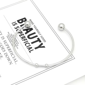 Stainless Steel <b>Ball</b> Cuff <b>Bracelet</b> Adjustable Opening Simple Style Jewelry Accessory - Product Image 3