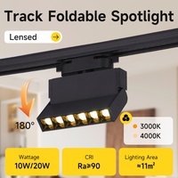 Lumières de rail pliables au design moderne, corps en aluminium noir, éclairage de rail carré à montage en surface pour supermarché intérieur