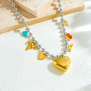 Moda Trendy kalp tatlı serin Ins tarzı çapraz aşk yay damla yağ gözler kolye paslanmaz çelik bambu zincir kolye kolye - Product Image 2