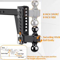 AMBITION Attelage de remorque réglable 8 pouces Drop/Rise GTW Attelage récepteur avec broche antivol Support à bille solide