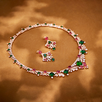 Nouvelle Collection 2025 : Parure de Bijoux Femme Sexy avec Collier et Boucles d'Oreilles en Pierres Précieuses Colorées, en Laiton Hypoallergénique et Inoxydable, Accessoires de Mariage