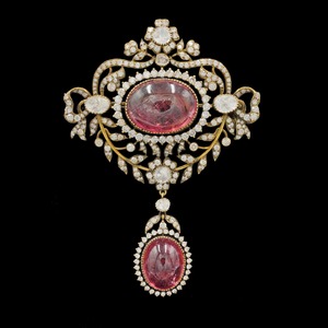 Broche Colgante de Oro 18K con Turmalina Rosa Real y Diamantes para Mujer, Joyería de Lujo Hecha a Mano, Producto Artesanal al por Mayor - Product Image 3
