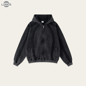 Sudadera con capucha y cremallera para <span class=keywords><strong>hombre</strong></span>, personalizada con gráficos, de algodón grueso (50%), holgada, tallas grandes, venta al por mayor - Product Image 5