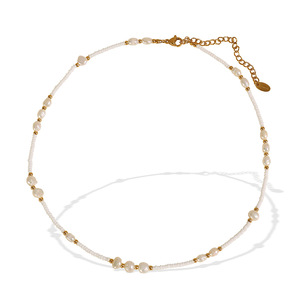 สร้อยคอทองประดับมุกน้ำจืด สร้อยคอประดับมุกสำหรับผู้หญิง งานปาร์ตี้ สไตล์เรียบหรู มุกเลียนแบบ - Product Image 5