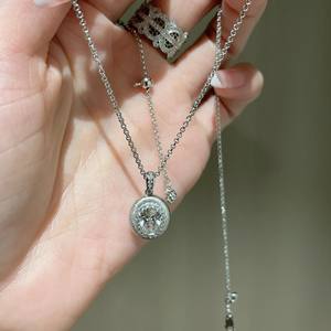 S925 Pure Silver <b>Light</b> Luxury Agile Detachable Design Four Leaf <b>Flower</b> Diamond Inlaid Pendant Necklace for Women - Product Image 4