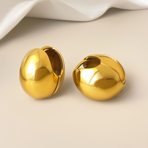 Boucles d'oreilles clous épaisses pour femme, cadeau de fête, laiton plaqué or 18 carats, zircon, tendance et mode - Product Image 6