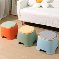 Tabouret en plastique épaissi avec poignée, design antidérapant pour salon, salle de bain, salle à manger - Modèle 5551, petit pouf pour adulte