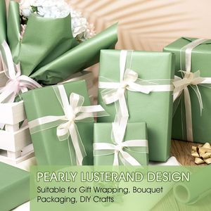 Sage Green Wrapping Paper 46.8 Square Feet Double Side Art Paper Solid Color Gift <b>Wrap</b> For Baby Shower Birthday Bridal - Product Image 2