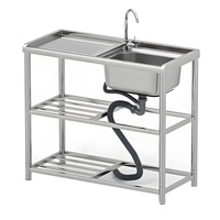 Équipement de restauration, évier de cuisine simple en acier inoxydable, facile à nettoyer, poste de travail multifonctionnel avec étagère sous le meuble