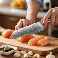 Couteau de cuisine professionnel en acier Damas VG10, couteau de chef Santoku et couteau à découper avec manche en turquoise noir, style japonais