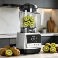 Licuadora de Alta Resistencia Gemat con Vaso Redondo Libre de BPA, Licuadora 2 en 1 para Frutas, Licuadora Digital con Pantalla Táctil para Cocina, 110 Voltios
