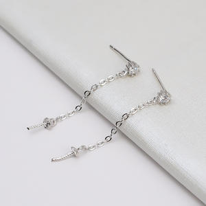 Boucles d'oreilles en argent S925 pour femme, tendance, 1020, accessoires de bricolage, forme de feuille simple, boucles d'oreilles personnalisées en perles, design à visser - Product Image 2