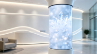Layar LED Film Transparan P4 Dalam Ruangan, Dinding Video LED Transparansi Tinggi untuk Jendela Mal dan Interior Komersial