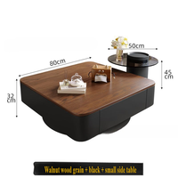Table basse en bois massif de style vintage moderne de luxe 2026 pour appartements, salons, petite table noire