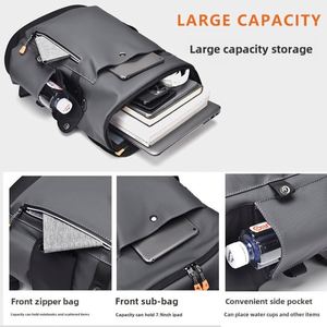 Large Capacity Men's Laptop Backpack PU <b>Leather</b> Zipper Waterproof Trendy USB <b>Cover</b> Functional Fashion Sports School Bags - Product Image 2