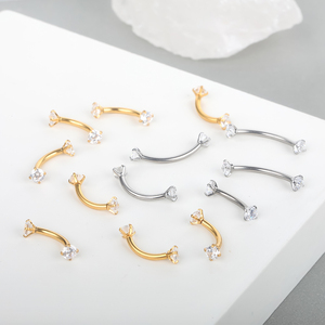 <span class=keywords><strong>Piercing</strong></span> de plátano para cejas de <span class=keywords><strong>titanio</strong></span>, barra curva redonda CZ, anillo para labios, Daith Helix Rook, pendiente para cartílago, Piercings para trago, joyería - Product Image 3
