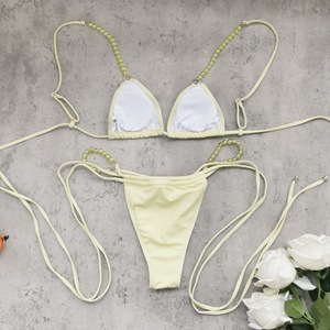 TW 2025 Nuovo <span class=keywords><strong>Design</strong></span> Personalizzato Set Bikini Tre Pezzi Tinta Unita con Copricostume a Maniche Lunghe, Costumi da Bagno e Abbigliamento da Spiaggia per Donne - Product Image 4
