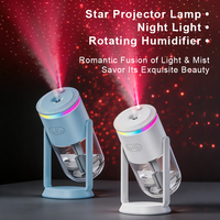 Humidificateur Mini Oscillant Personnalisé OEM 280ml avec Projecteur Ciel Étoilé LED 7 Couleurs, Désodorisant d'Air pour Voiture, Bureau et Chambre avec Filtre en Coton